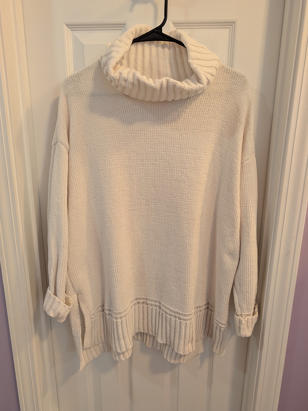 Ultra Flirt Cream Turtleneck Oversized Knit Sweater